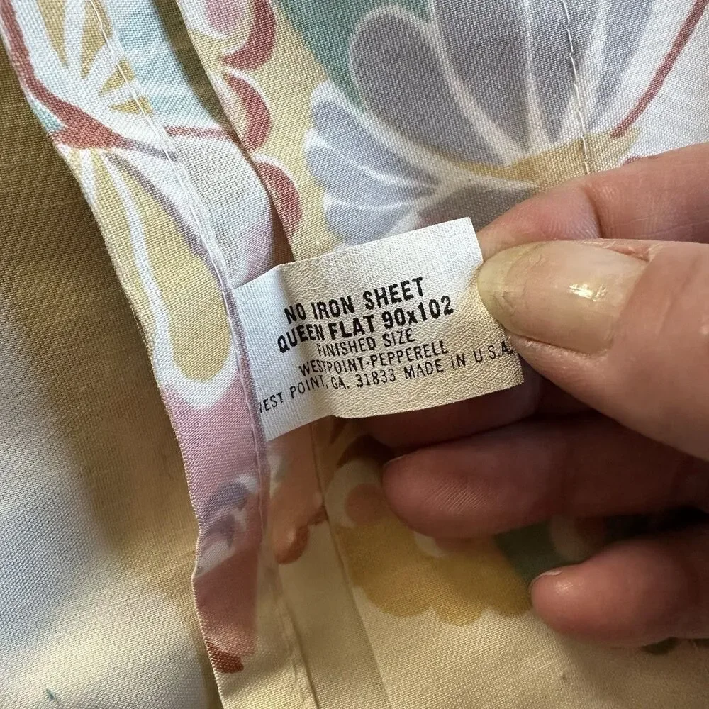 Vintage Westpoint-Pepperell Butterfly Queen Sheet Set. One Pillowcase. Boho. USA